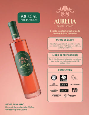 Licor Aperitivo Sin Alcohol Aurelia Spritz Rosato 750cc