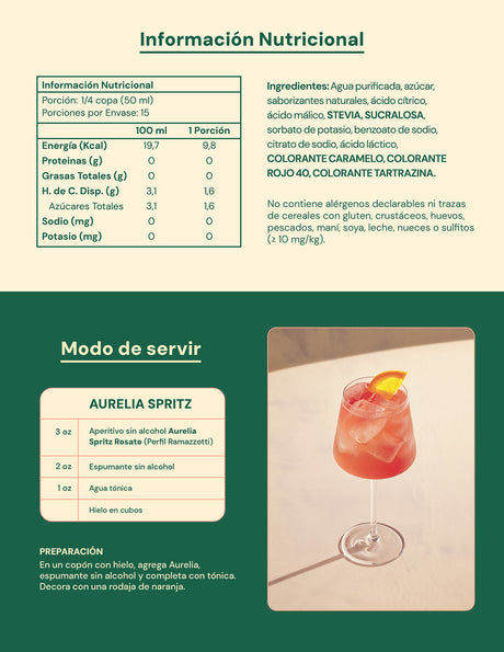 Licor Aperitivo Sin Alcohol Aurelia Spritz Rosato 750cc