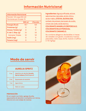 Licor Aperitivo Sin Alcohol Aurelia Spritz Italiano 750cc