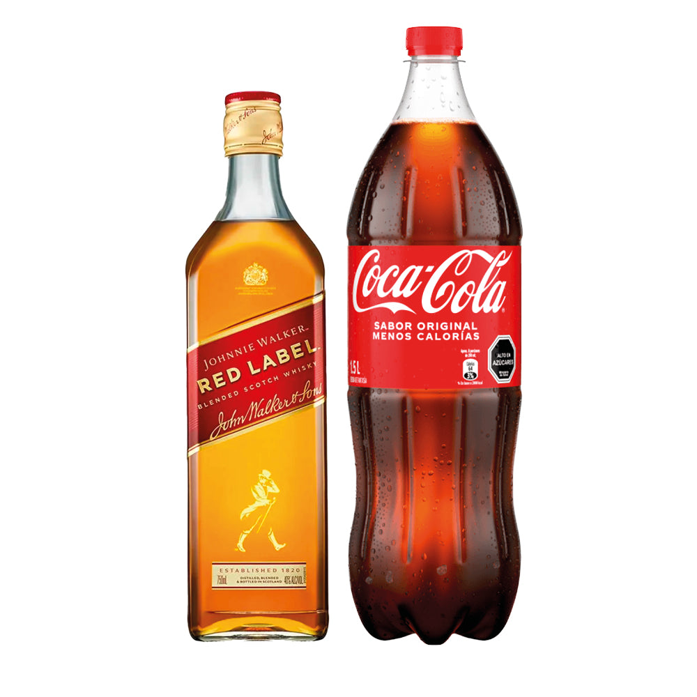 Pack Whiscola: Johnnie Walker Red Label 750cc + Bebida Coca-Cola Variedades 1500cc