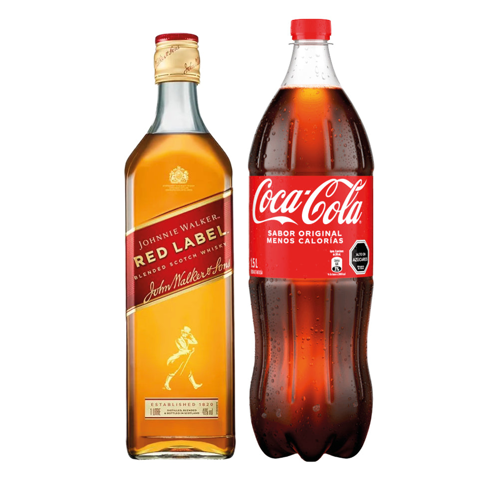 Pack Whiscola XL: Johnnie Walker Red Label 1000cc + Bebida Coca-Cola Variedades 1500cc