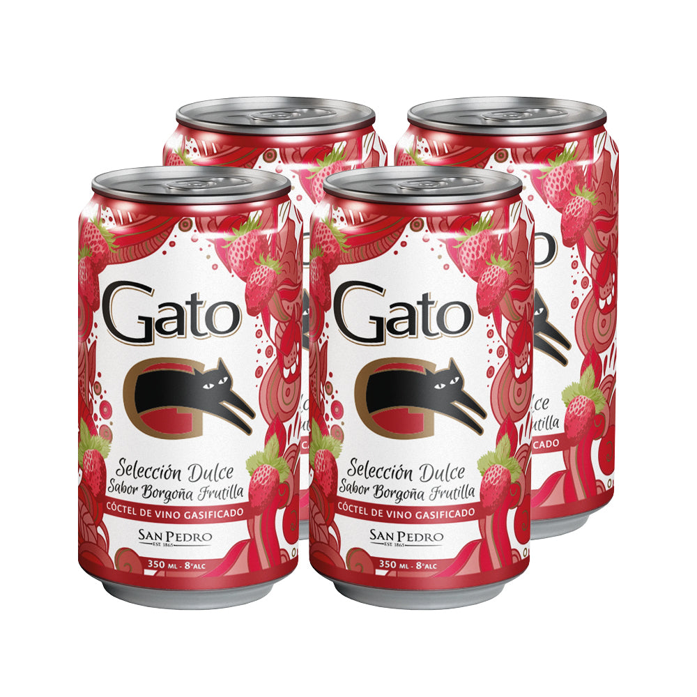 4x Cóctel Vino Gato Dulce Borgoña 9° 350cc