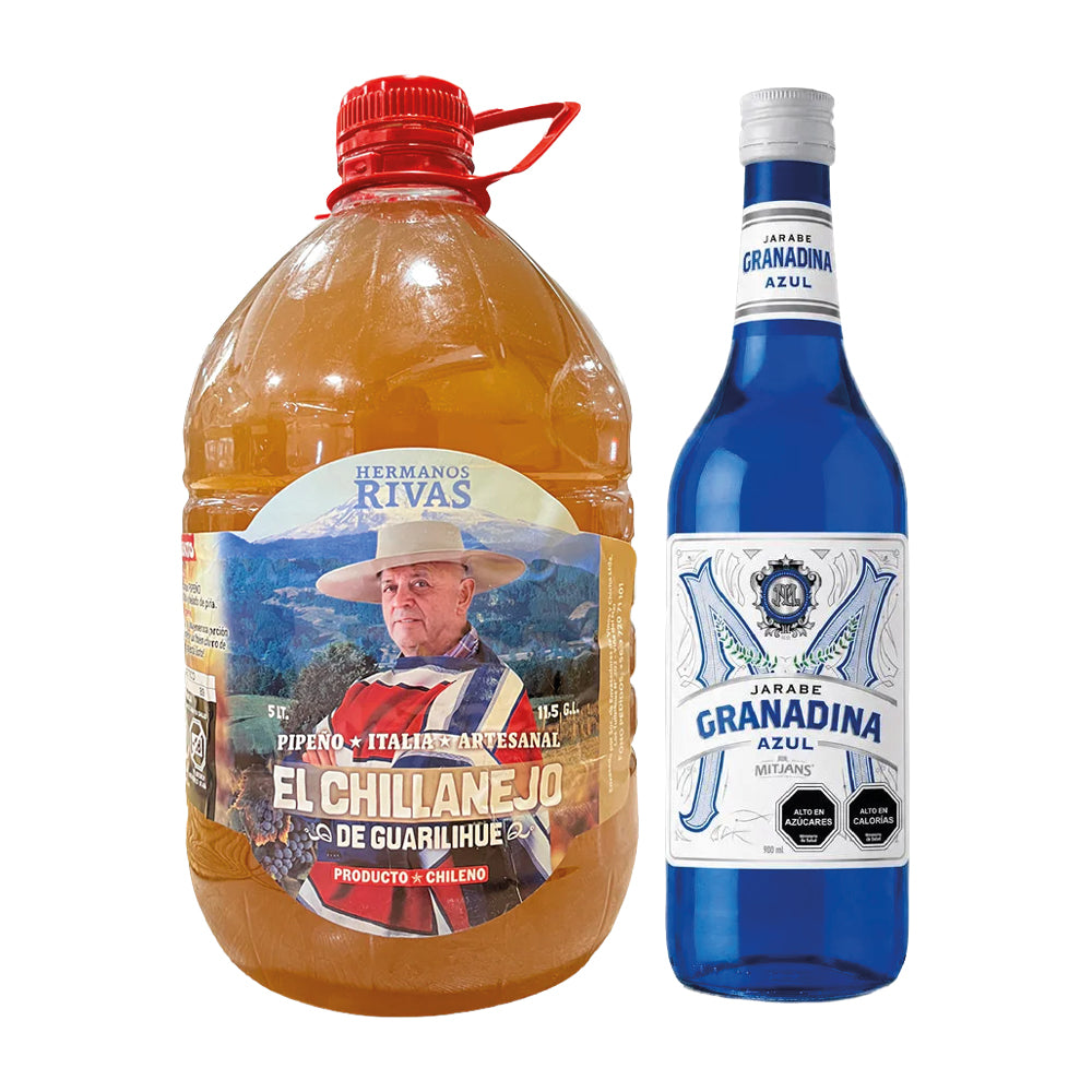 Pack Maremoto XL: Pipeño El Chillanejo 5 Litros + Granadina Azul Mitjans 900cc