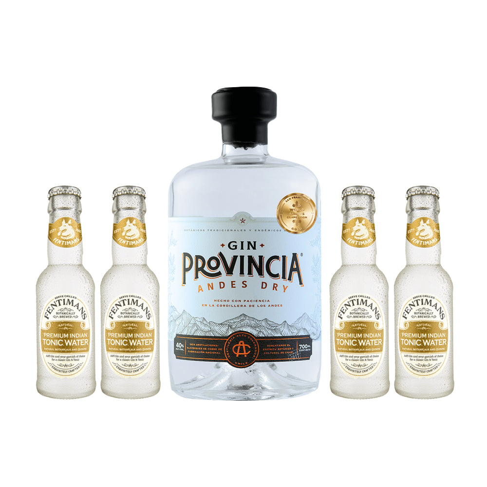 Gin Provincia Andes Dry 700cc 43° + 4 Agua Tónica Fentimans