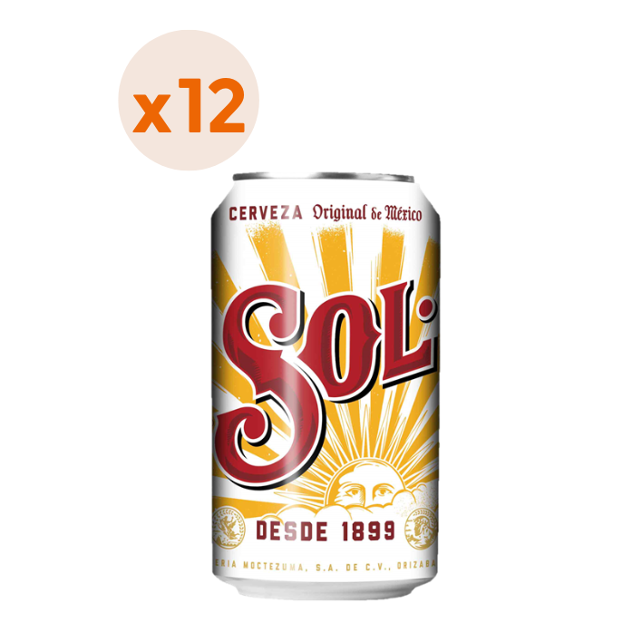 12x Cervezas Sol Lata 4.5° 350cc