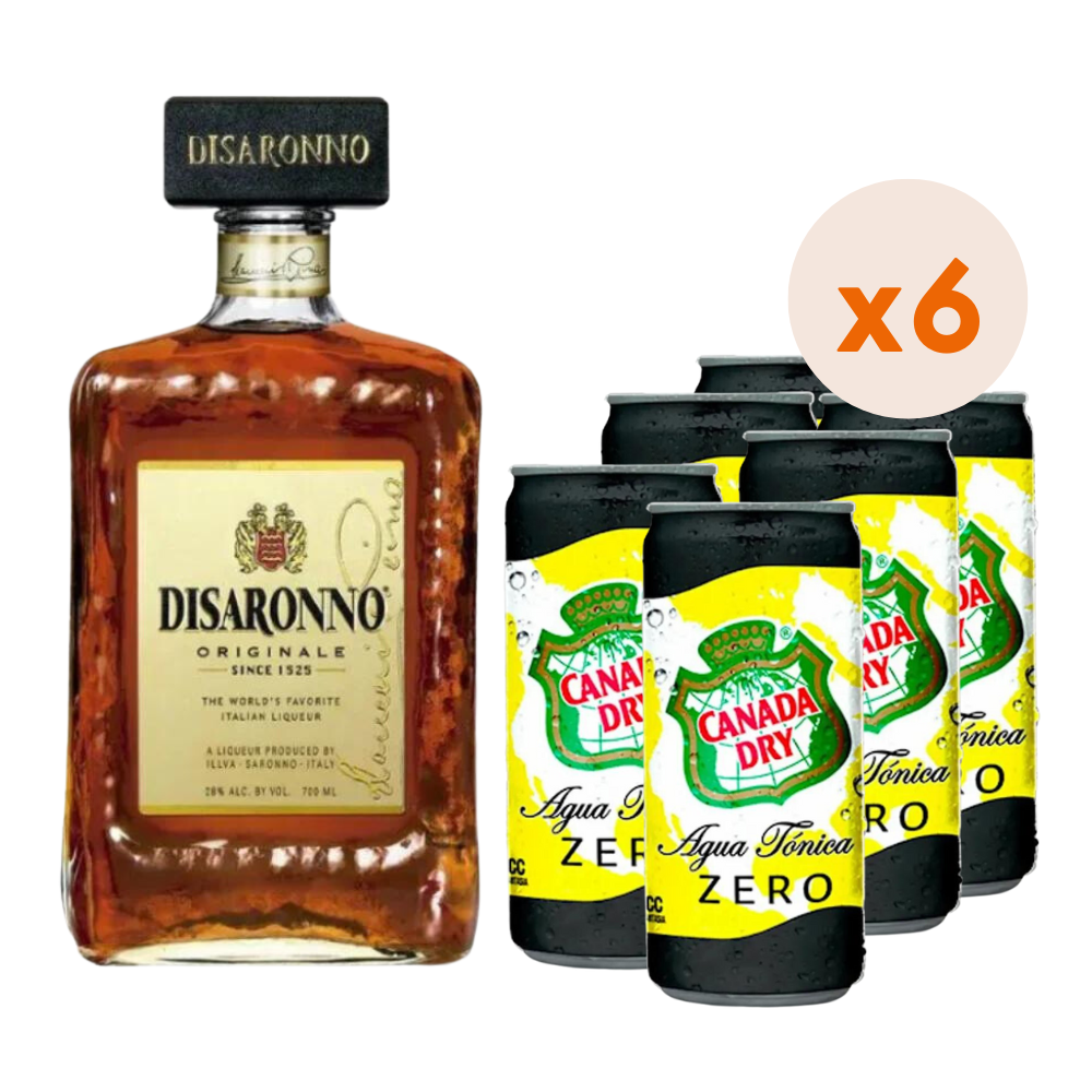 Pack Disaronno Fizz + 6 Agua Tónica Canada Dry Zero