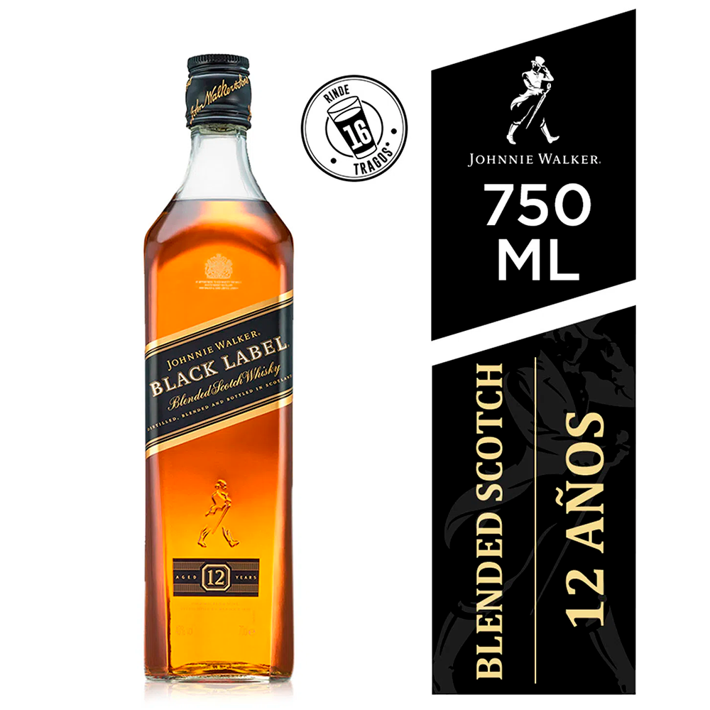 Whisky Johnnie Walker Black Label Reserva 12 Años 40º 750cc