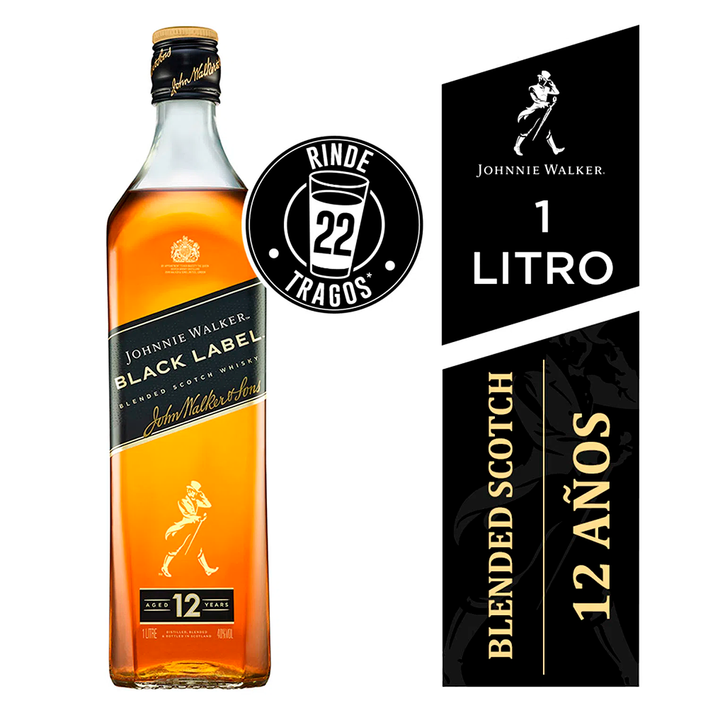 Whisky Johnnie Walker Black Label Reserva 12 Años 40º 1000cc