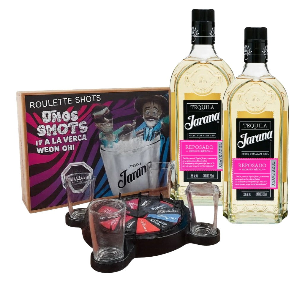 Pack 2 Tequila Jarana Reposado 35° 750cc + Juego Ruleta Shots