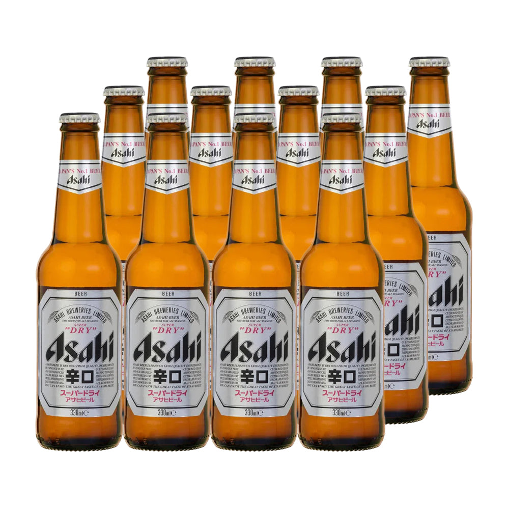 12x Cerveza Asahi Super Dry 5.2° 330cc