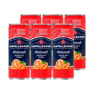 6x Agua Saborizada San Pellegrino Aranciata Rossa Lata 330cc