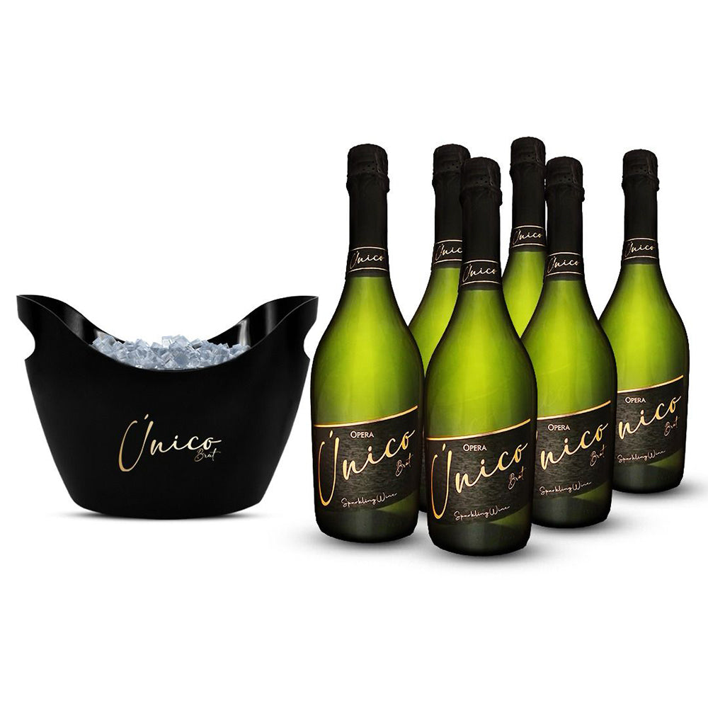 Pack 6 Espumantes Opera Único Brut 750cc + Hielera Negra de Regalo