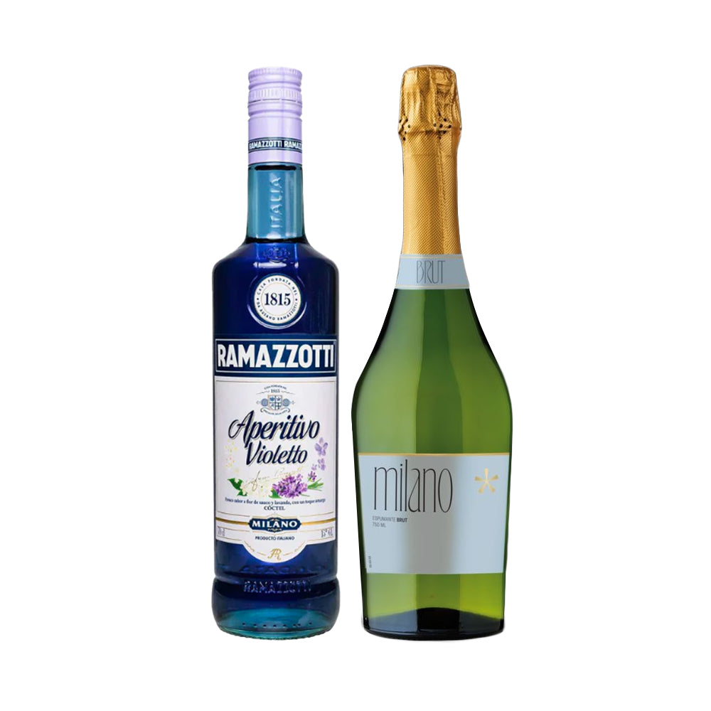 Licor Ramazzotti Violetto 700cc + Espumantes Milano Brut 750cc