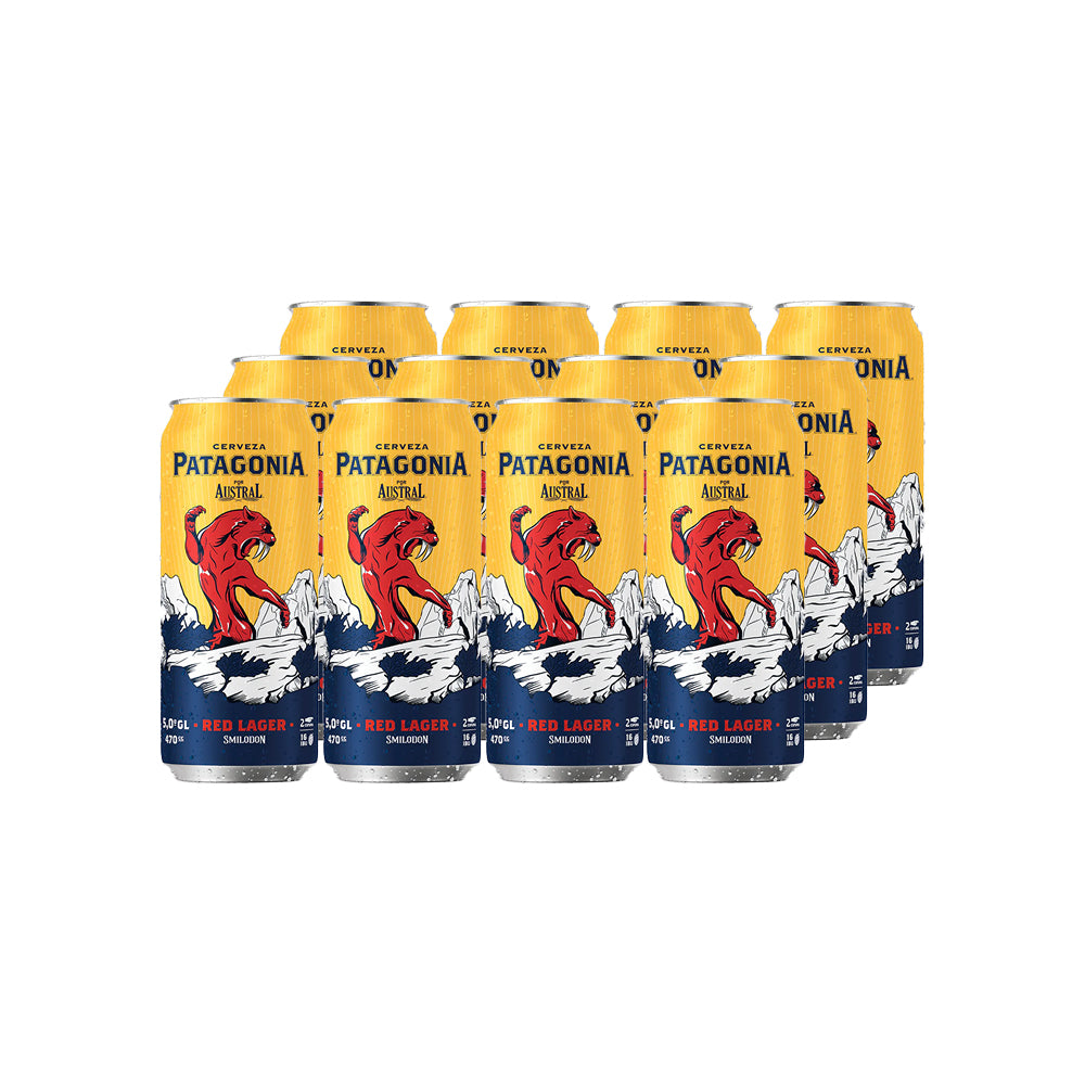 12x Cerveza Austral Patagonia Red Lager Lata 470cc