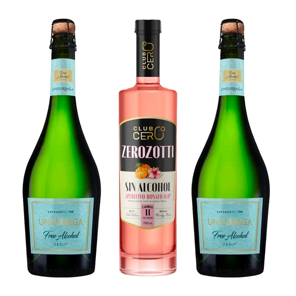 Pack Spritz Zerozotti + 2 Espumantes Undurraga Sin Alcohol 750cc