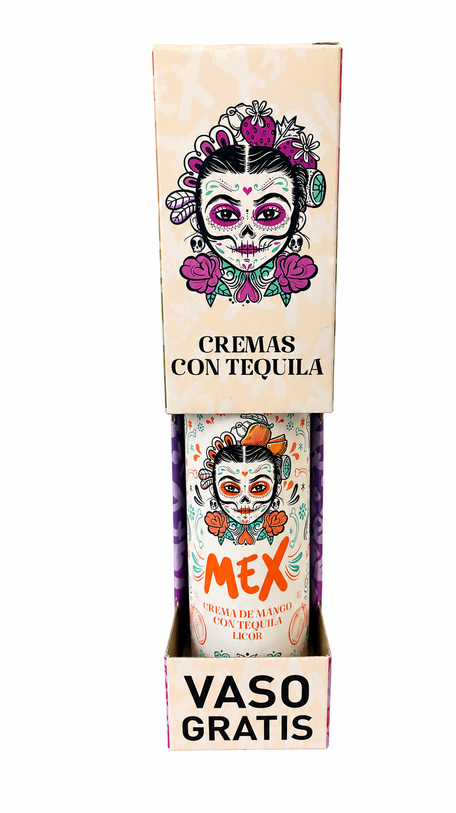 Pack Licor Mex Crema de Mango con Tequila 15° 700cc + Vaso de Regalo