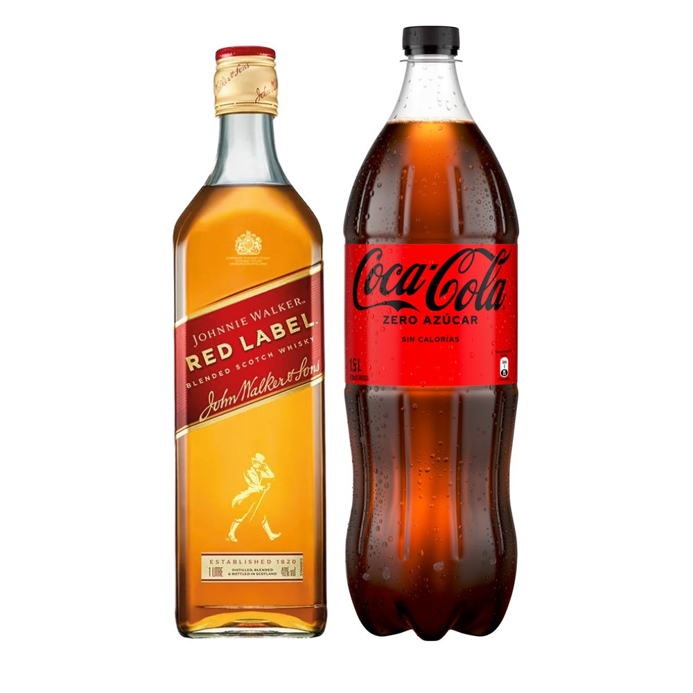 Pack Whiscola XL: Johnnie Walker Red Label 1000cc + Bebida Coca-Cola Zero 1500cc