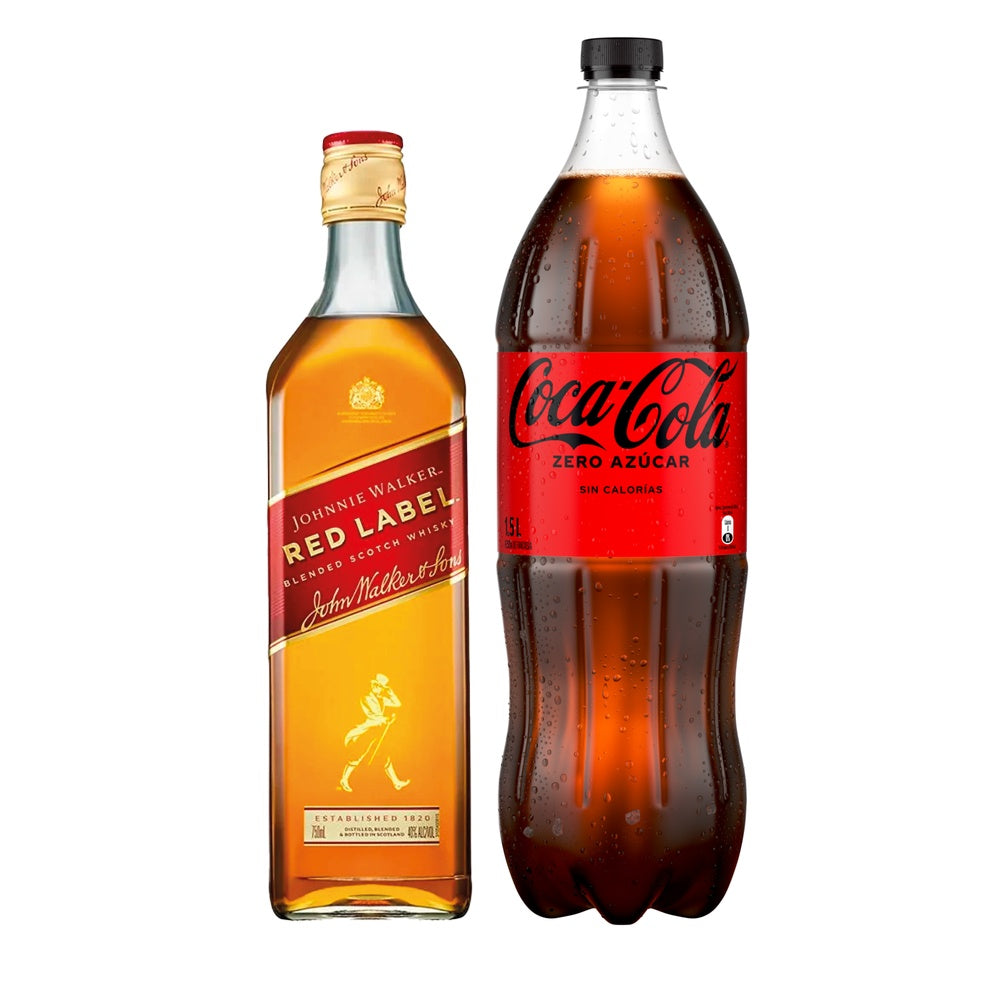 Pack Whiscola: Johnnie Walker Red Label 750cc + Bebida Coca-Cola Zero 1500cc