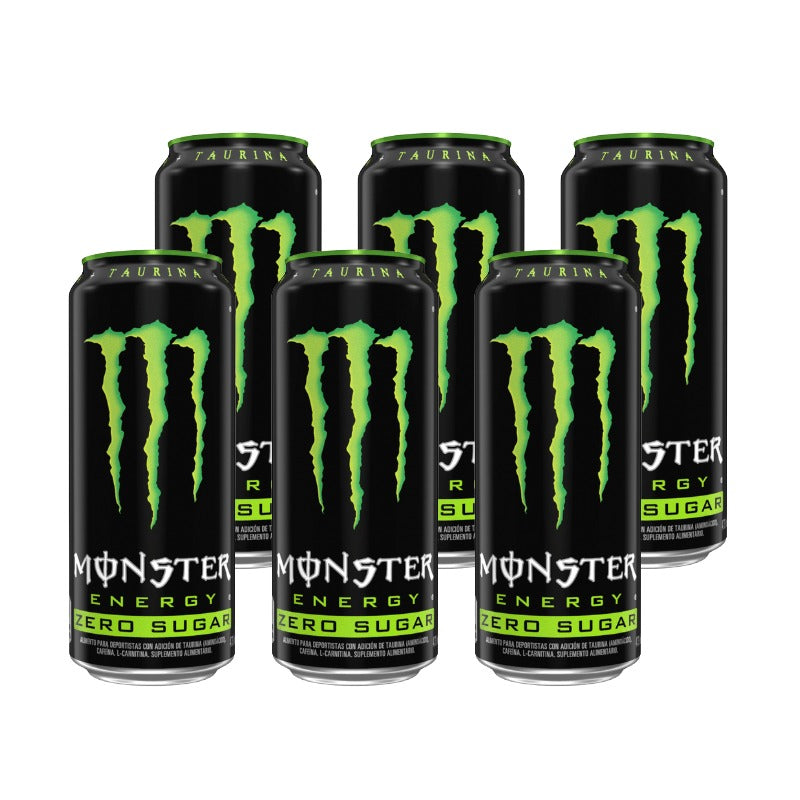6x Bebida Energética Monster Zero Sugar Green 473cc