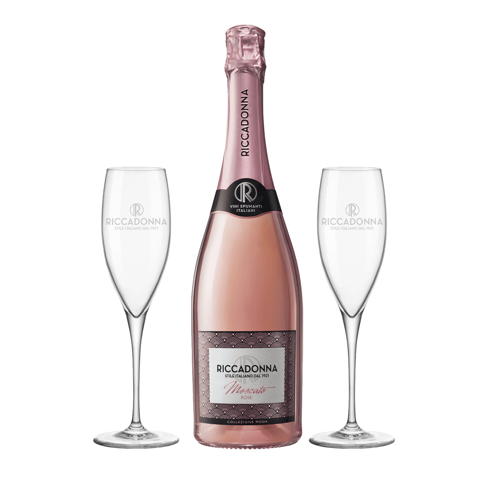 Espumante Riccadonna Moscato Rosé 750cc + 2 Copas de Regalo