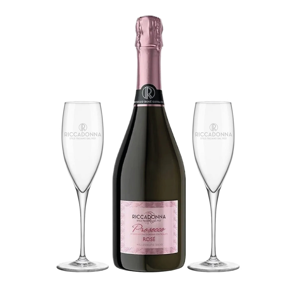 Espumante Riccadonna Prosecco Rosé 750cc + 2 Copas de Regalo