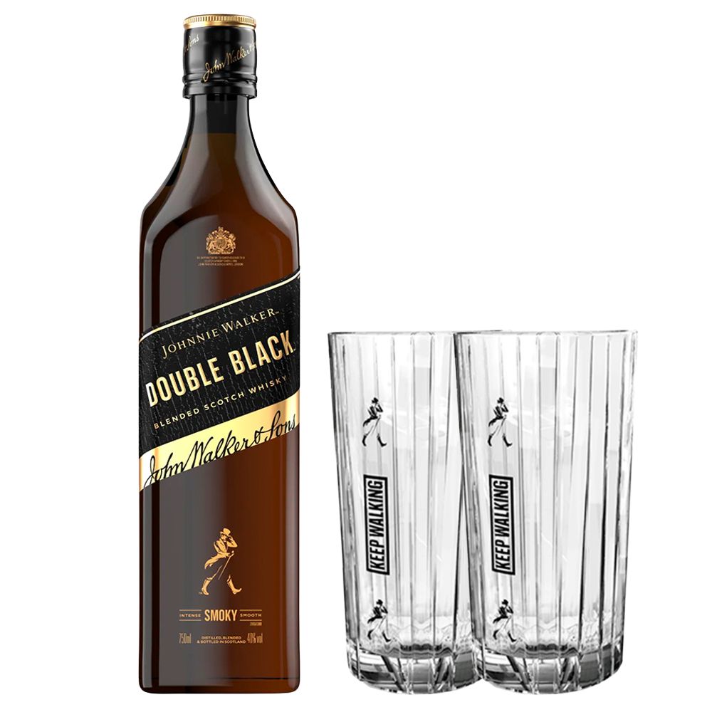 Whisky Johnnie Walker Double Black Label 40º 750cc + 2 Vasos JW de Regalo