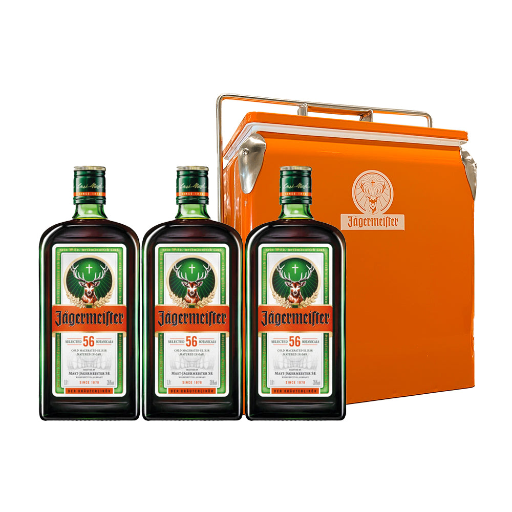 3x Licor Jagermeister 35º 700cc + Cooler Pantone Culture Orange