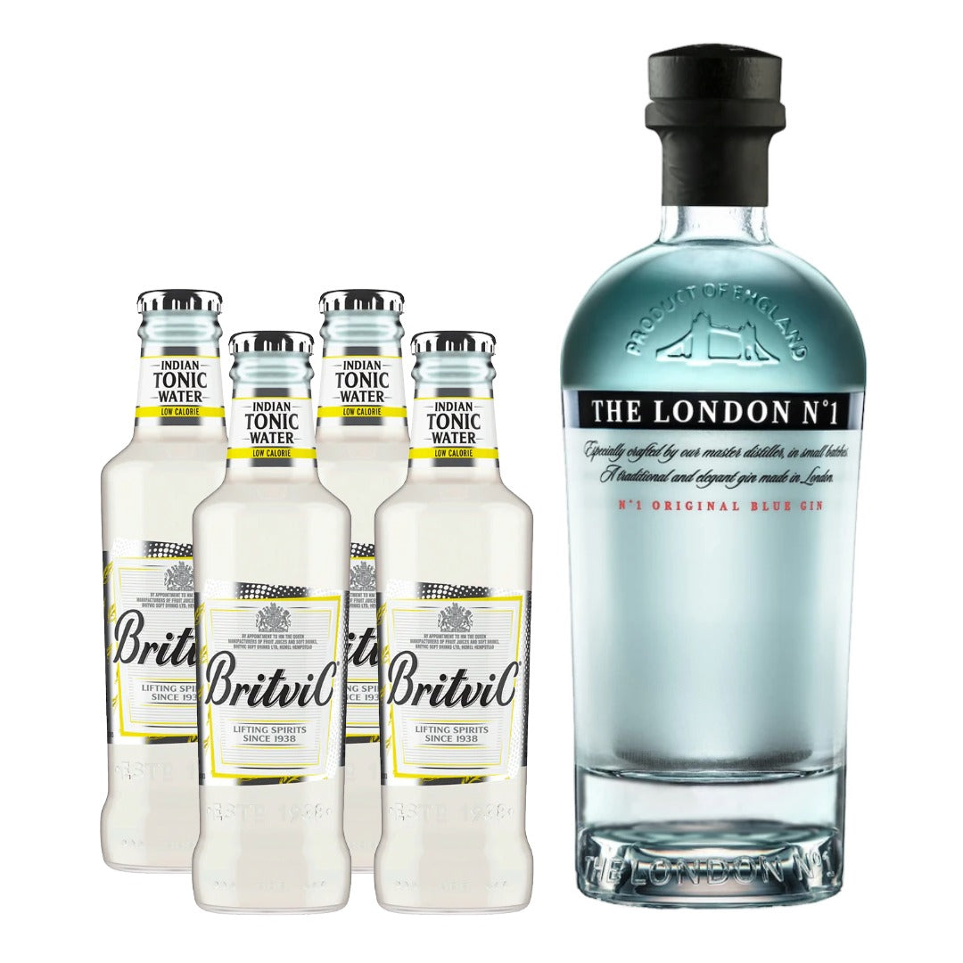 Gin The London Nº1 47º 700cc + 4 Agua Tónica Britvic Low Calorie 200cc