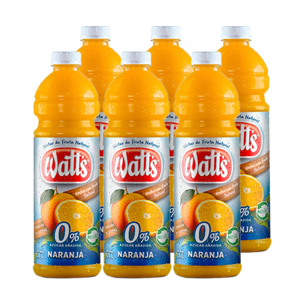 6x Jugo Watts Naranja Light 1500cc