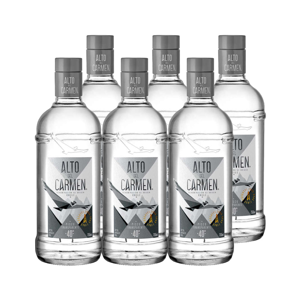 6x Pisco Alto Del Carmen Transparente 40º 750cc