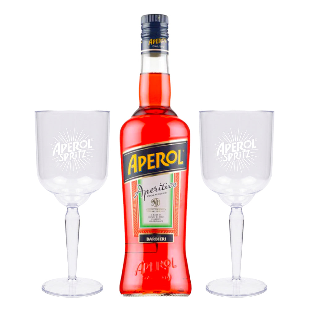 Licor Aperitivo Aperol 750cc + 2 Copas Oficiales Acrílicas