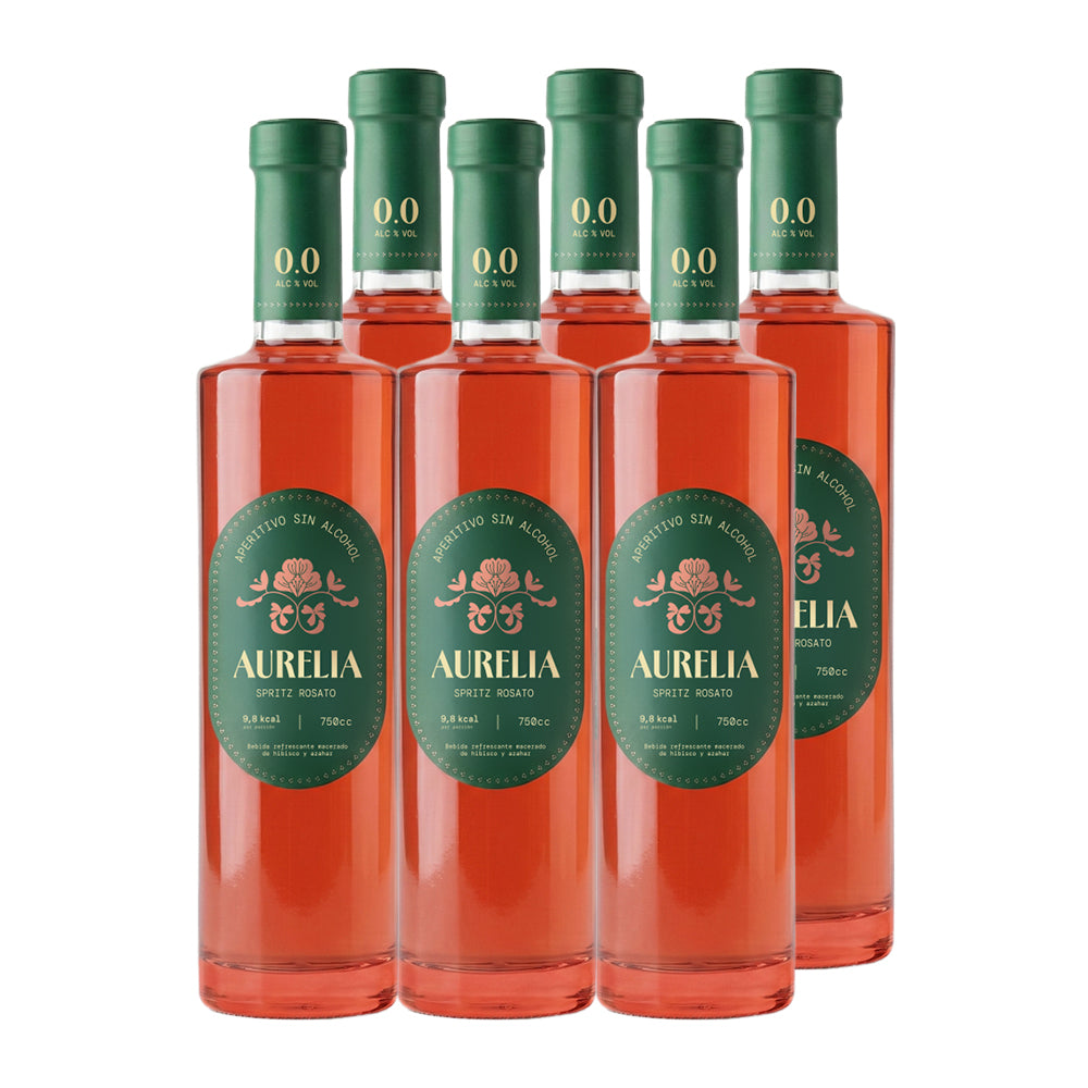6x Licor Aperitivo Sin Alcohol Aurelia Spritz Rosato 750cc