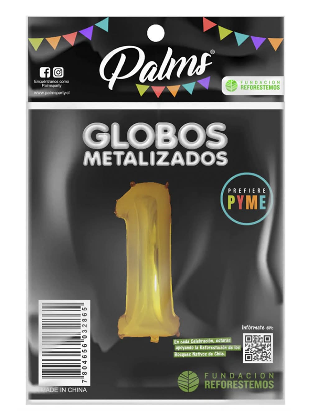 Globo Metalizado Dorado Número 1 Palms