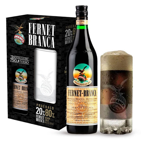 Pack Licor Fernet Branca 39° 750cc + Vaso de Regalo