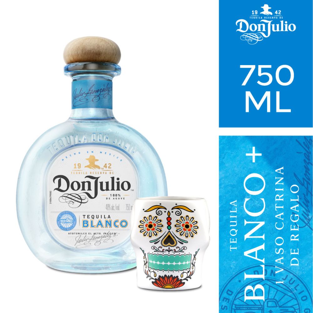 Tequila Don Julio Blanco 750cc + Vaso Catrina de Regalo