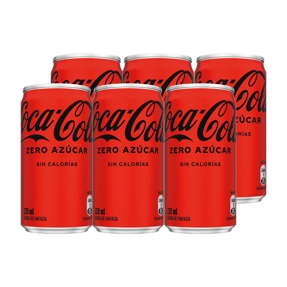 6x Bebida Coca Cola Zero Mini Lata 220cc
