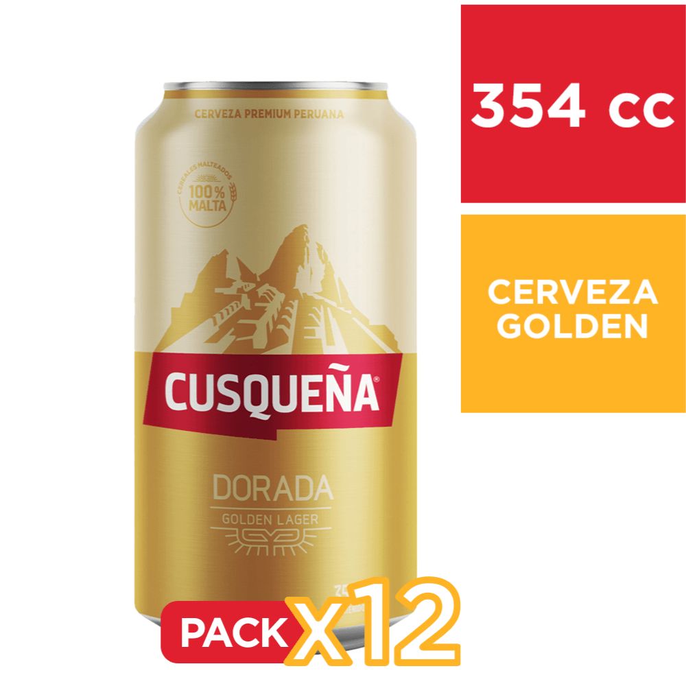 12x Cerveza Cusqueña Lager Lata 354cc