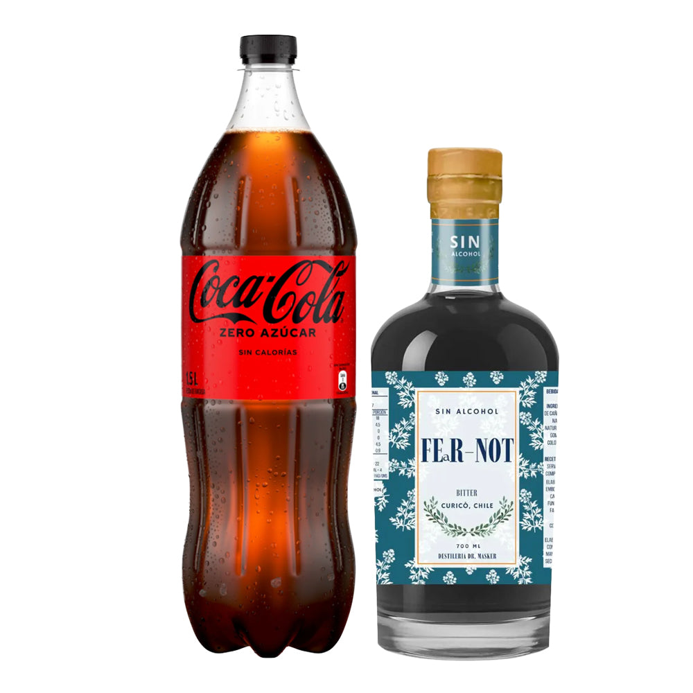 Pack Licor Fernet Sin Alcohol Fear Not 700cc + Bebida Coca-Cola 1500cc