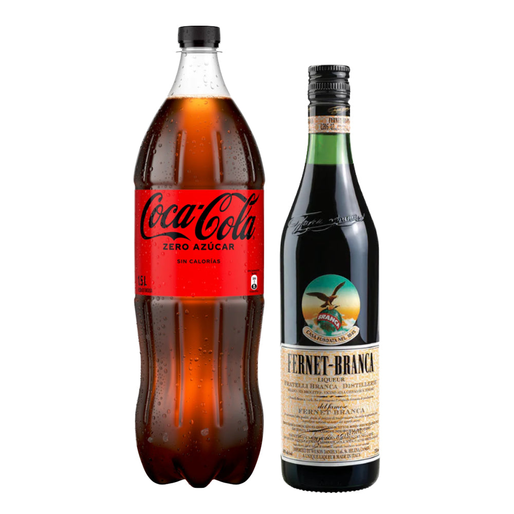 Pack Licor Fernet Branca 750cc + Coca Cola Zero Azúcar 1.5lt
