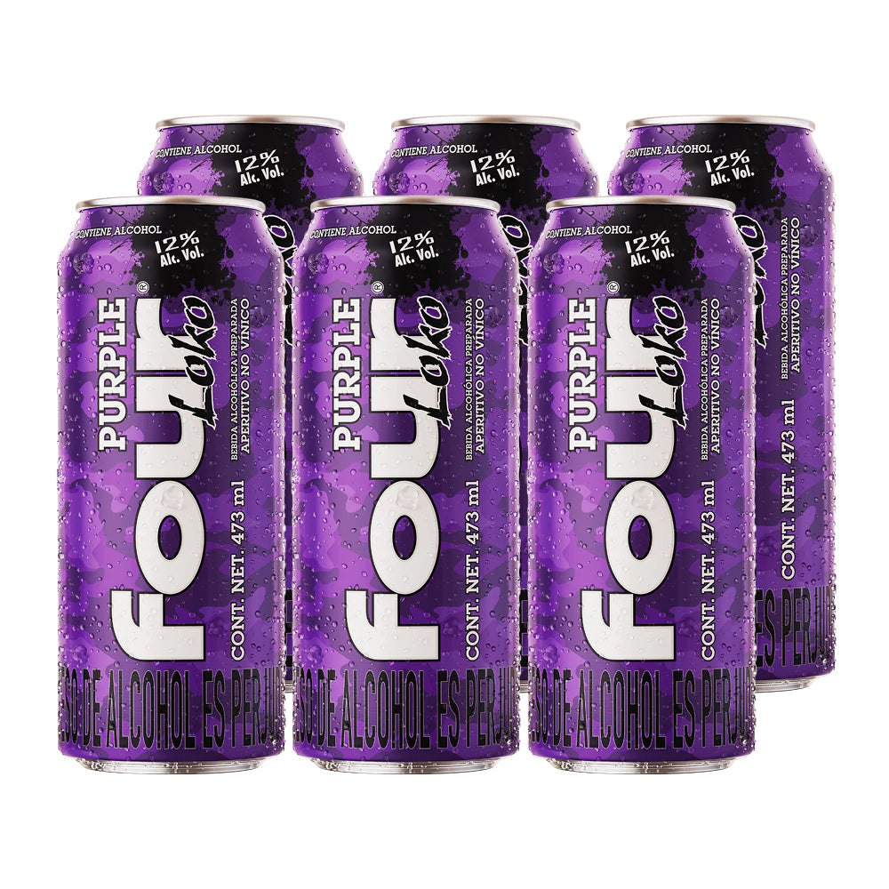 6x Bebida Ready To Drink Four Loko Purple 12° 473cc