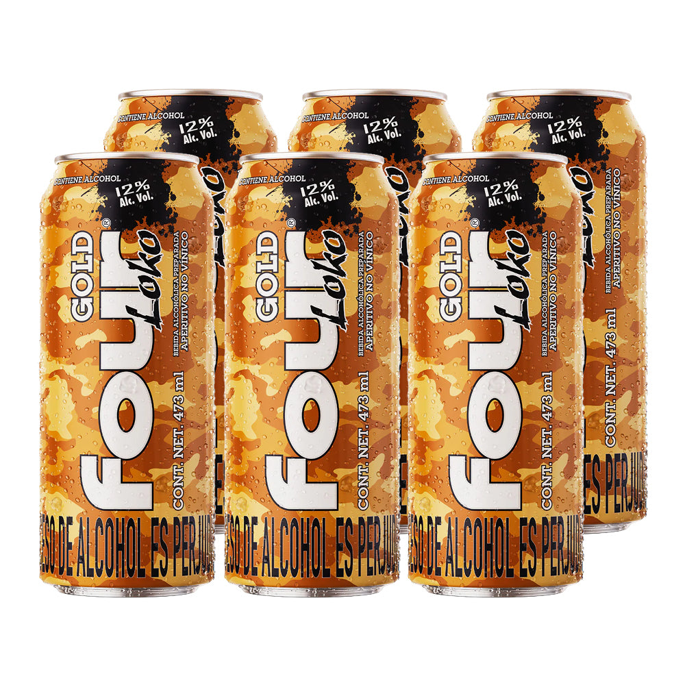 6x Bebida Ready To Drink Four Loko Gold 12° 473cc