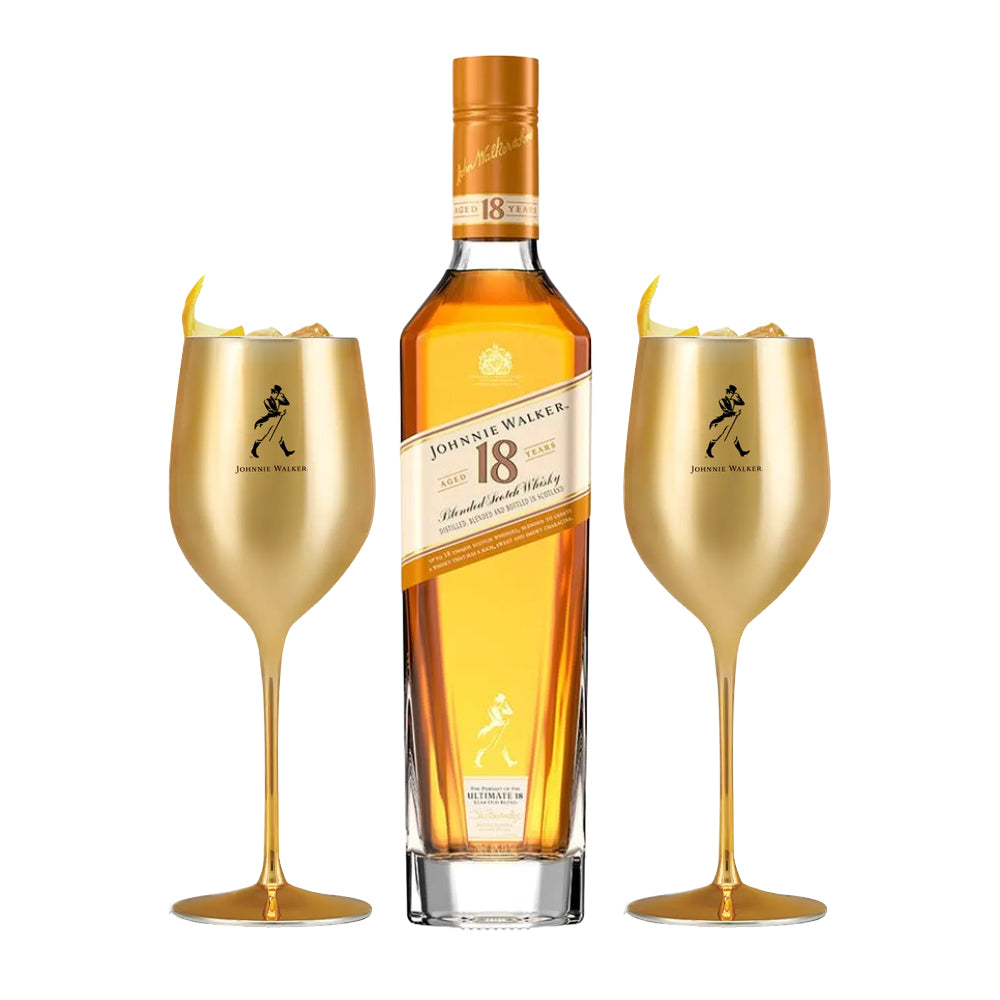 Whisky Johnnie Walker 18 Años 40° 750cc + 2 Copas Doradas de Regalo