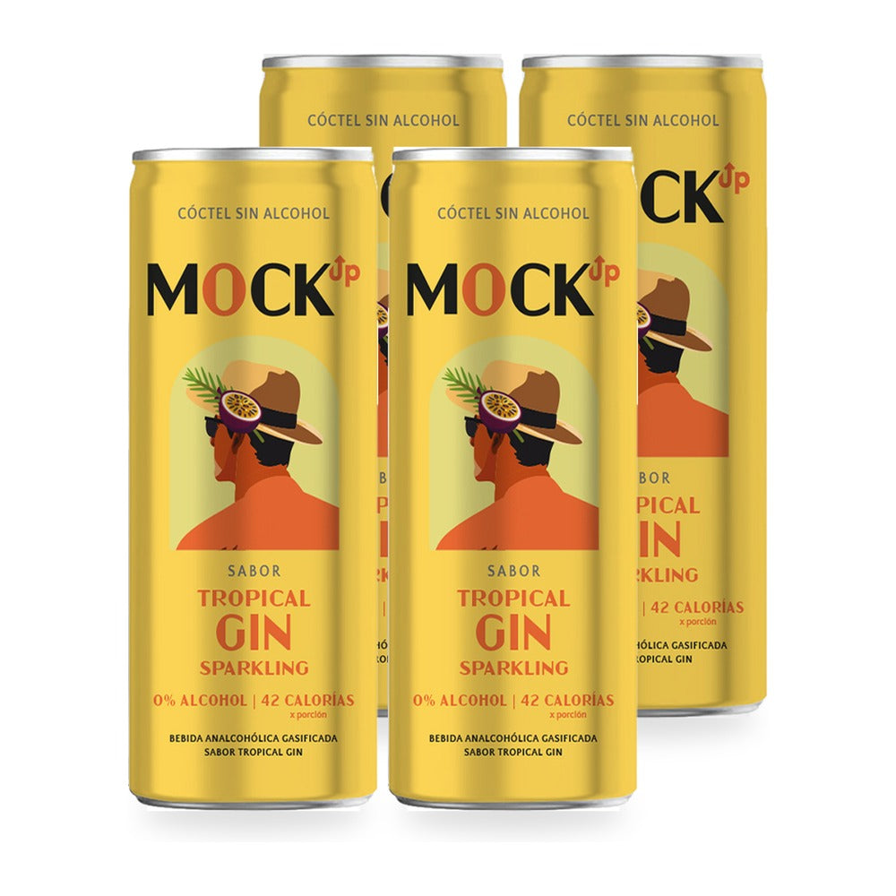 4x  Ready To Drink Mockup Tropical Gin Sin Alcohol 310cc