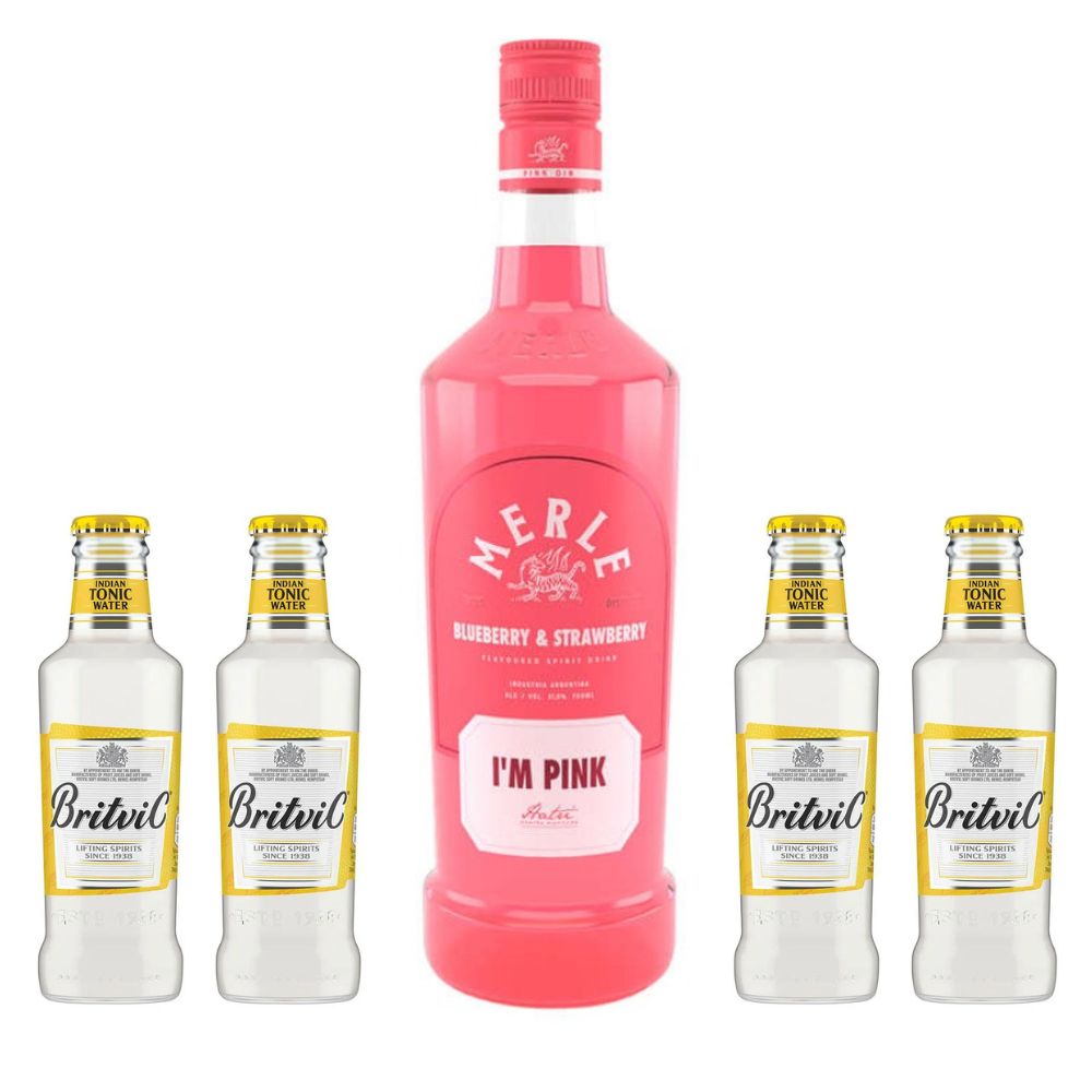 Gin Merle I&#39;M Pink 37,5° 750cc + 4 Britvic Tonic Water 200cc