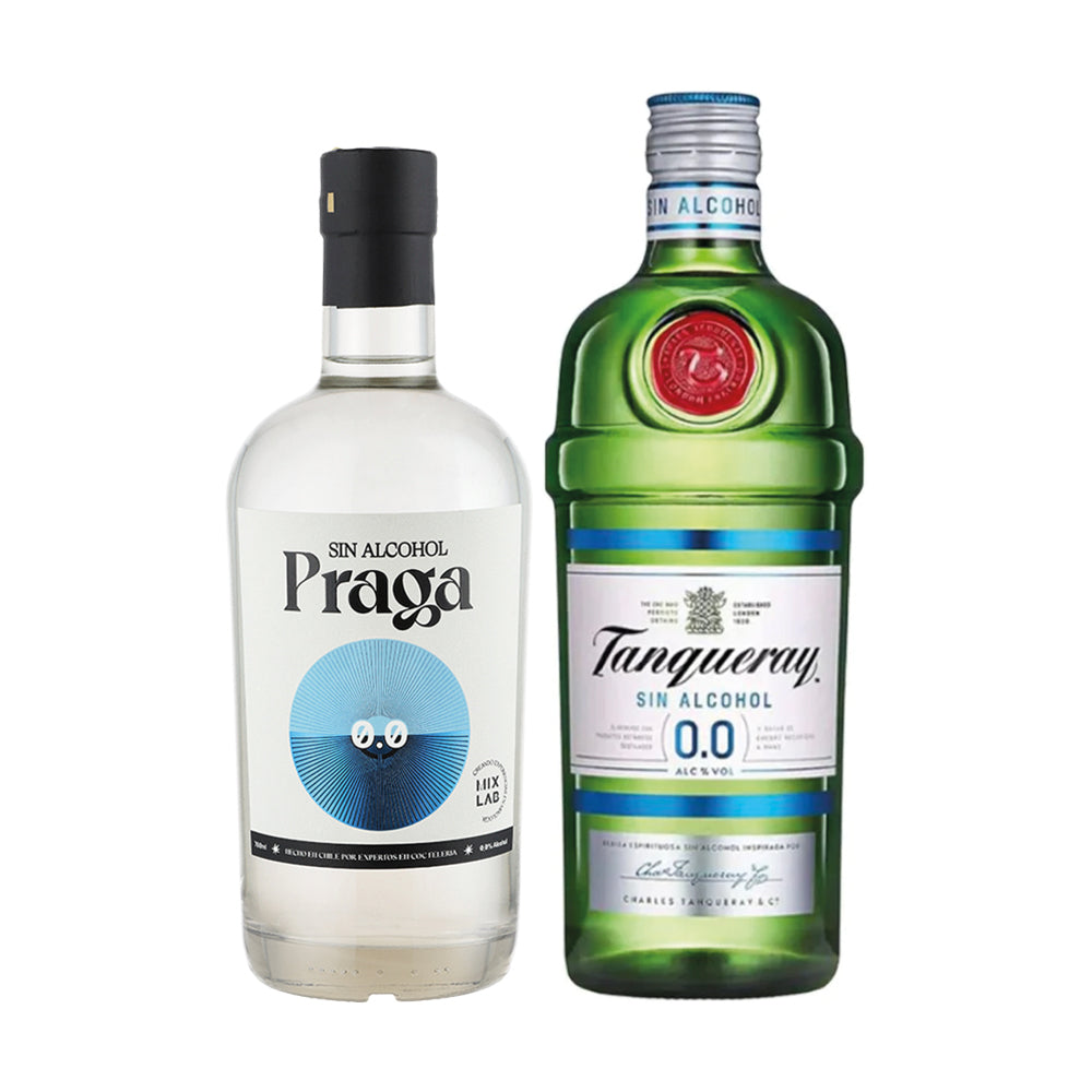 Pack Gins Sin Alcohol: Praga 0.0° 700cc + Tanqueray 0.0° 700cc