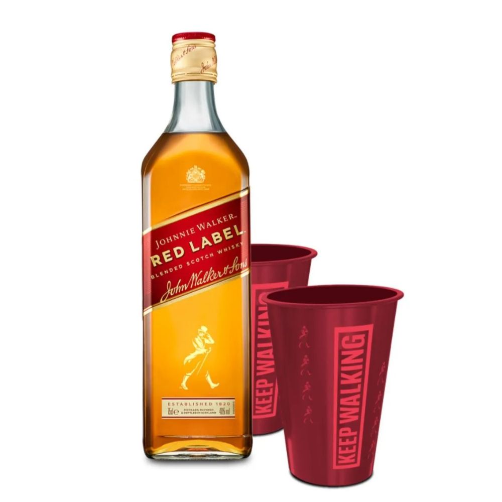 Whisky Johnnie Walker Red Label 40º 750cc + 2 Vasos Johnnie Walker de Regalo