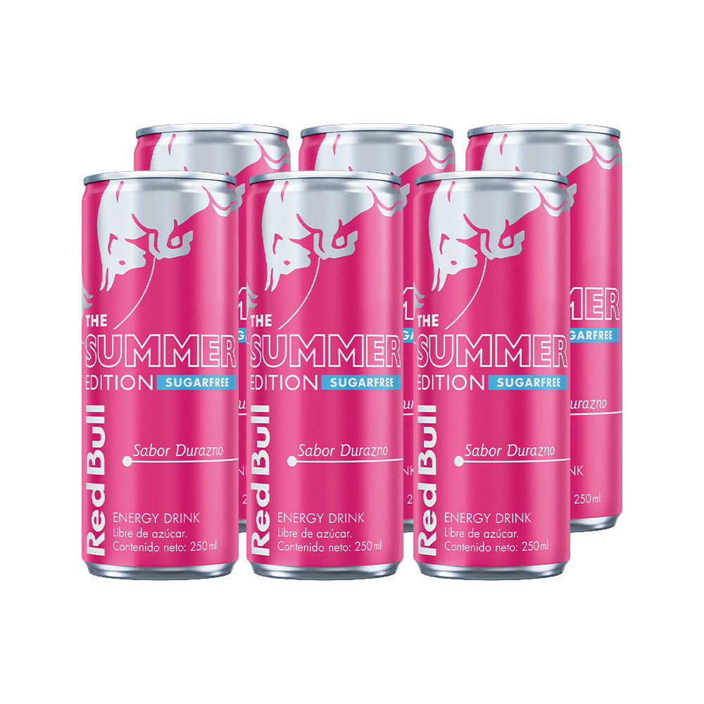 6x Bebida Energética Red Bull Durazno 250cc