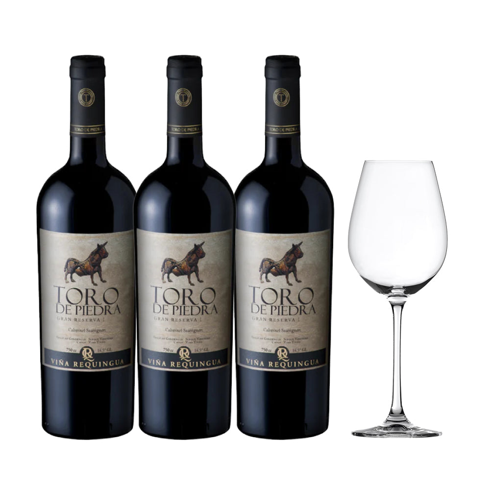 Arma tu Pack - 3x Vino Toro de Piedra Gran Reserva 750cc + Copa de Regalo