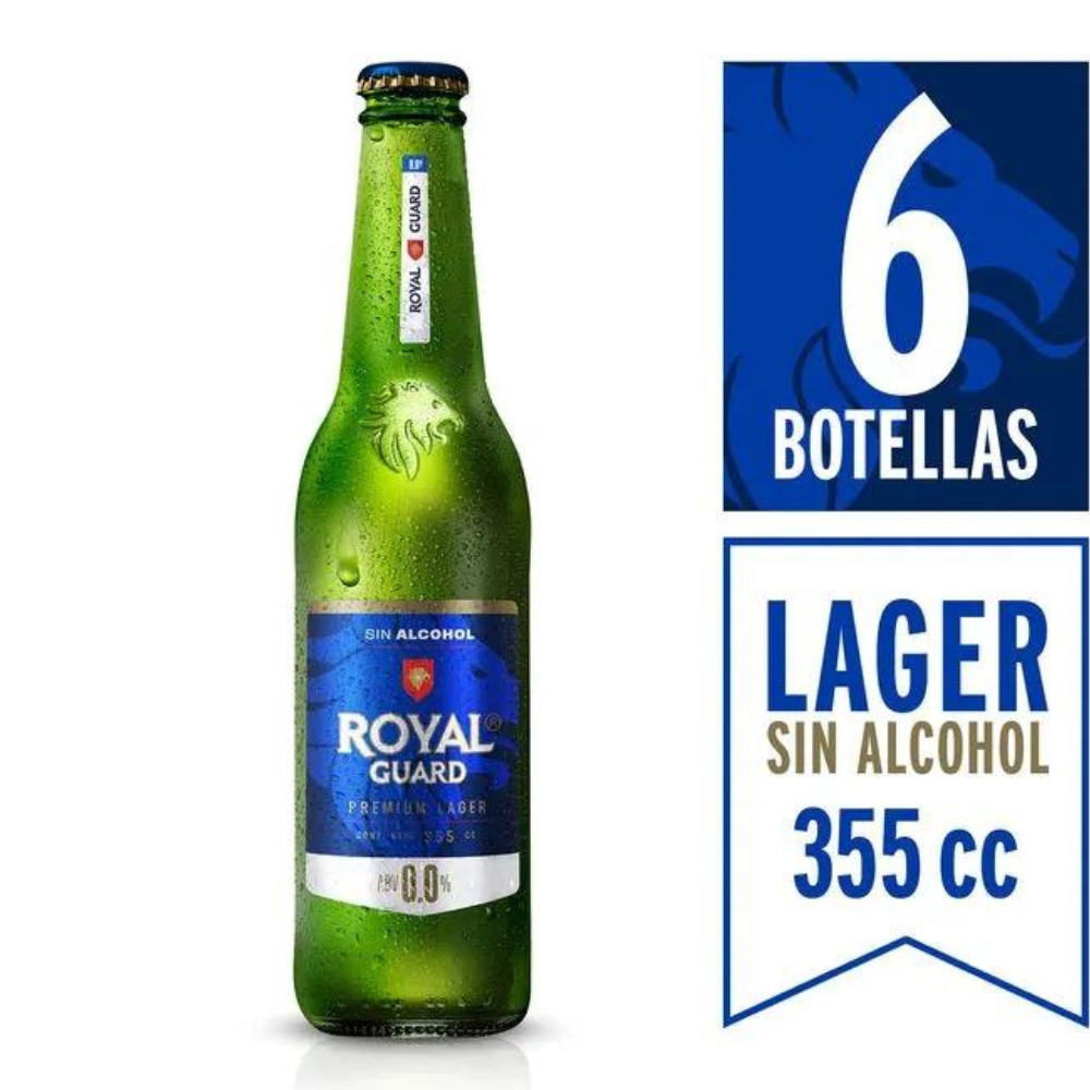 6x Cerveza Royal Guard Sin Alcohol Botellín 355cc