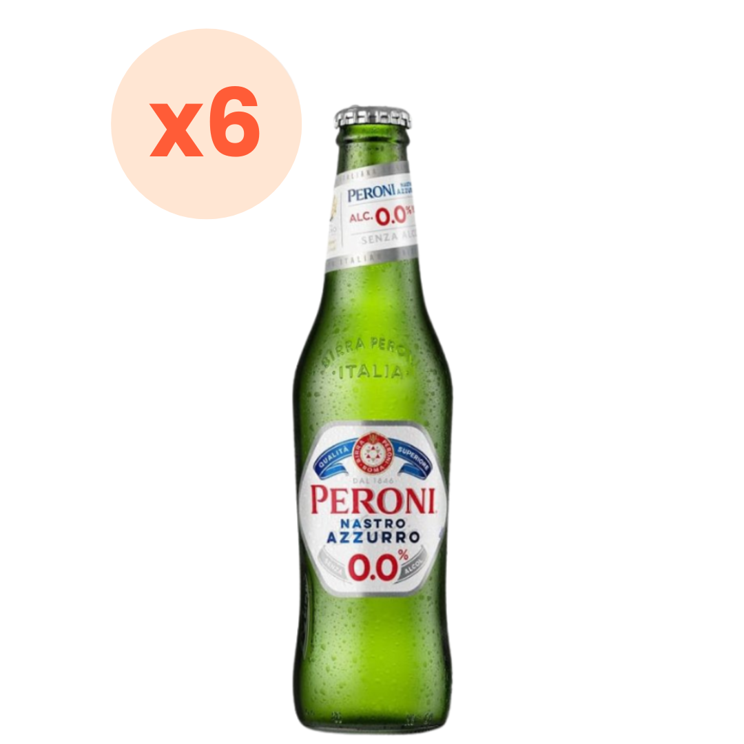 6x Cervezas Peroni Nastro Azzurro Sin Alcohol Botellín 330cc